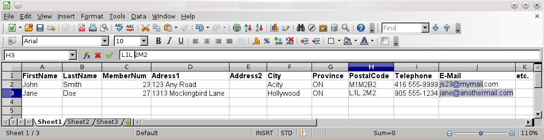 sample membership list